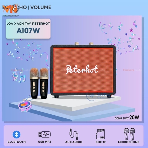 Loa Karaoke Bluetooth Peterhot A107W (Kèm 2 Mic)