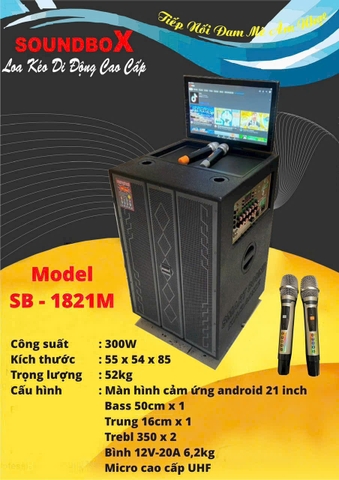 Loa kéo di động 5 tấc kèm màn hình android 21 inch Soundbox SB-1821M