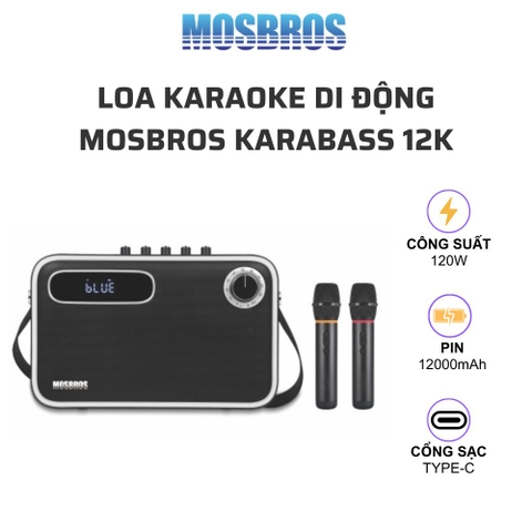 Loa nghe nhạc karaoke MOSBROS Karabass 12K , Công suất 120w, 2 micro