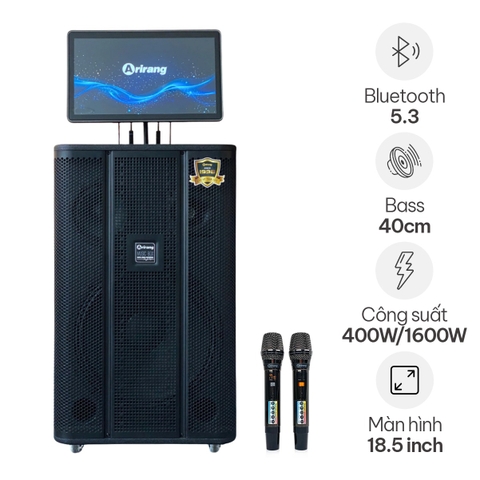 Loa kéo  màn hình di động Arirang Bass 40, Kèm màn hình 19inch, MK5S