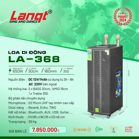 Loa kéo di động Lanqt LA-368, Bass 30