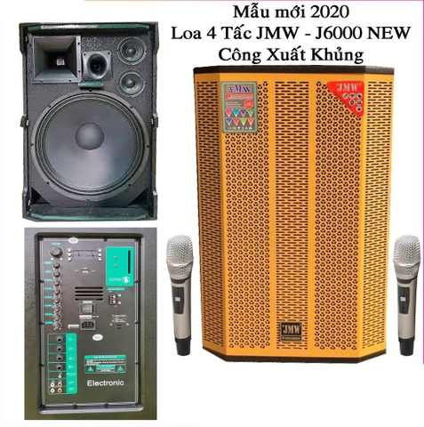 Loa kéo Karaoke JMW J6000, bass 40cm, 2 micro UHF, 600w
