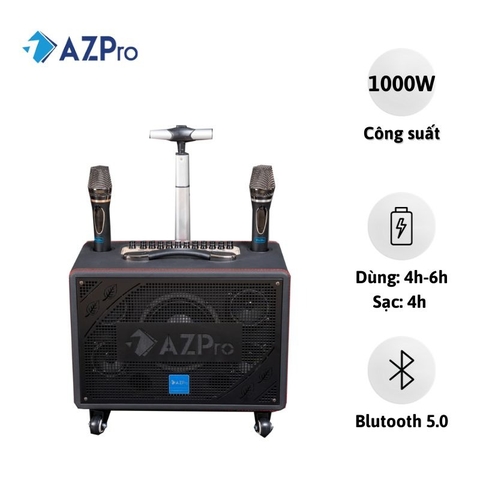 Loa Kéo Xách Tay AZPro 316, Bass 15cm, 160w, 2 Micro
