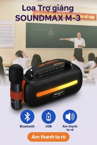 Loa Trợ giảng SoundMax M-3, Bluetooth,Usb, 18w 1 Micro