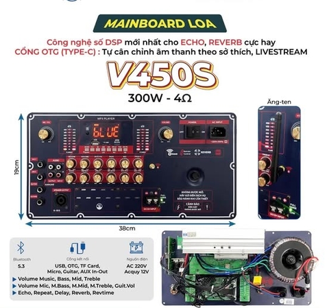 Mạch Board công suất revert V-450S (Loa đôi - KT19x38)