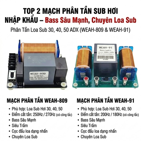 Mạch Phân Tần Sub Hơi 40, 50 ADX WEAH-91 / WEAH-809 Nhập Khẩu – 2 Cấp Độ Cắt Tần, Bass Sâu Mạnh, Chuyên Loa Sub