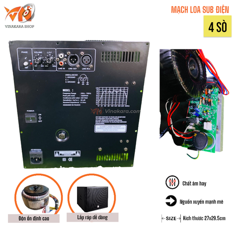 Mạch loa sub điện MS4SS, 4 sò, 400w, KT27X29,5