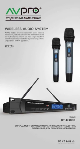 Micro Không Dây AVPRO KT-U3000 – Sóng Khỏe, Dễ Hát, Ít Hú