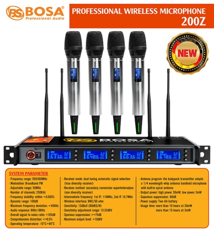 Micro không dây Bosa 200Z, loại 4 micro cao cấp