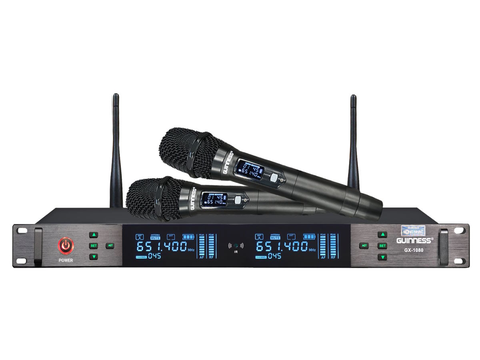 Micro Không Dây Guinness GX-1080 - UHF 2 Kênh, 200 Tần Số, Dùng Cho Karaoke Và Sân Khấu