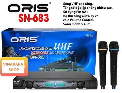 Micro không dây ORIS SN-683 - Micro UHF. Hút âm tốt, sóng micro ổn định. Thích hợp cho hội nghị và tiệc sinh nhật