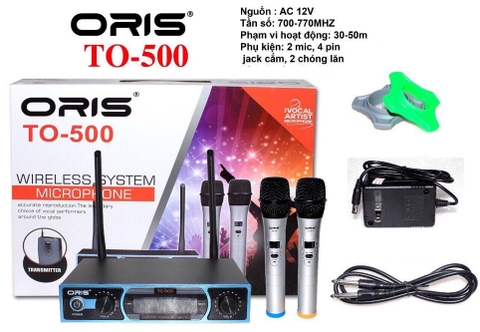 Micro không dây ORIS TO-500 - Micro UHF. Hút âm tốt, sóng micro ổn định. Hát karaoke cực hay