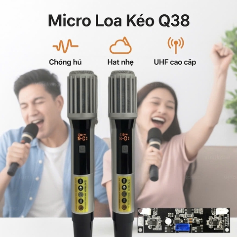 Micro loa kéo kèm bo Q38, nâng cấp micro, hát nhẹ , chống hú