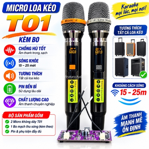Micro loa kéo T01 hát nhẹ, chống hú, sóng khỏe