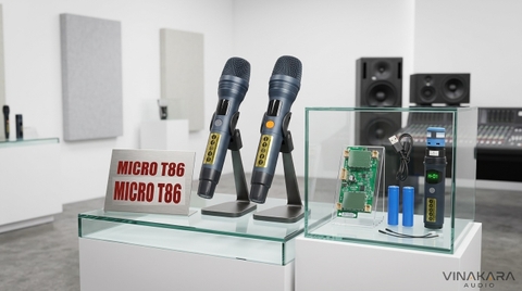 Micro loa kéo T86, pin sạc tiện lợi, chống hú hát nhẹ