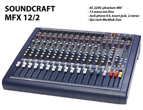 Mixer Soundcraft MFX 12-2, 12 line, hàng nhập khẩu loại 1