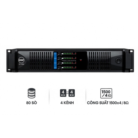 Cục đẩy công suất 4 kênh CDF CF-4.800,  80 Sò, Công suất 1500x4 8ohm