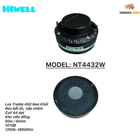 Loa Treble 450 Neo Khối Hiwell, Model: NT4432W, Coil 44 dẹt, Nắp Nhôm, Khe Viền Đồng