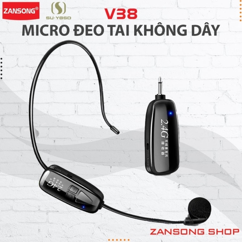 Micro trợ giảng không dây Zansong V38 kết nối 2.4ghz cho loa kéo loa trợ giảng