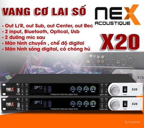 Vang Cơ Lai số NEX Acoustics X20 ,Đầy Đủ Bluetooth Optical Aux Usb,Reverb