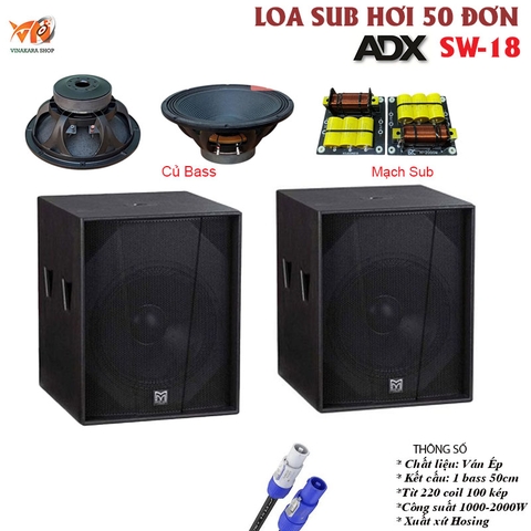Loa Sub Hơi 50 ADX SW15, Công Suất 1000-2000w, Từ Kép 220 Coil 100