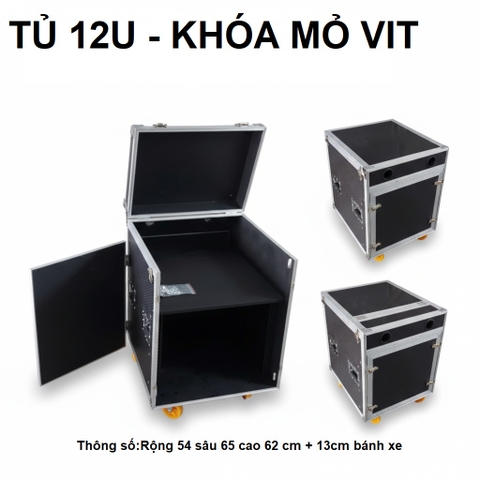 Tủ gỗ TGMV 6U - 8U - 10U - 12U - 2 cửa ,khóa mỏ vịt, bánh xe vàng, mixer yêu cầu riêng - phiên bản