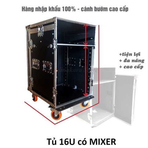 Tủ rack âm thanh 16U đa năng, cánh bướm - Hàng nhập khẩu