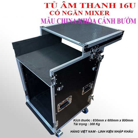Tủ gỗ rack âm thanh 16U-VN (Hàng công ty VN), linh kiện nhập khẩu