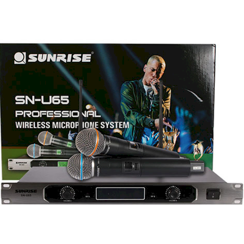 Micro không dây Sunrise SN-U65 - Micro UHF. Hút âm tốt, sóng micro ổn định
