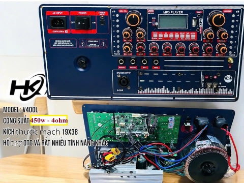 Mạch loa kéo V400L, 450W, KT 19X38cm, Echo Reverb chất lượng