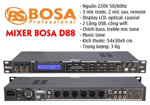 VANG SỐ MIXER KARAOKE BOSA D88 HÀNG CHÍNH HÃNG