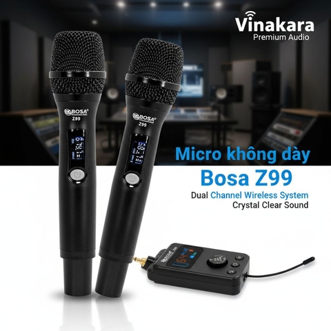 Micro Echo BOSA Z99 – 2 Micro Không Dây UHF, Bluetooth, DSP Karaoke