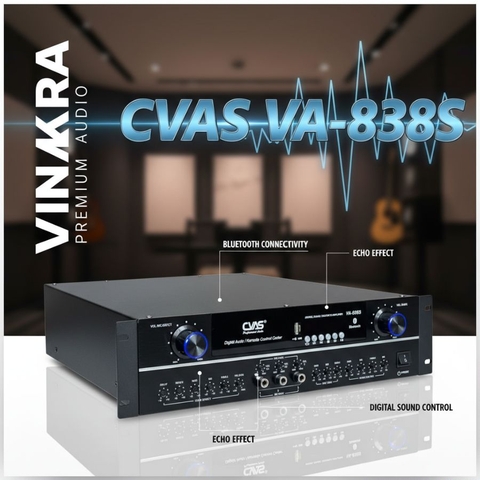 Đẩy liền vang CVAS, 32 sò, Bluetooth 5 cổng micro, VA-838