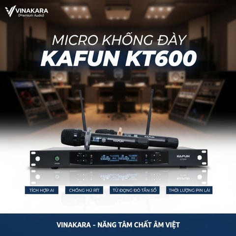 Micro Không Dây KAFUN KT600 – Chống Hú Mạnh, Sóng Xa 100m