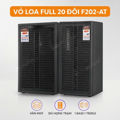 Vỏ loa full 20 đôi F202-AT 2 tấc đơn,Ván MDF kèm phụ kiện