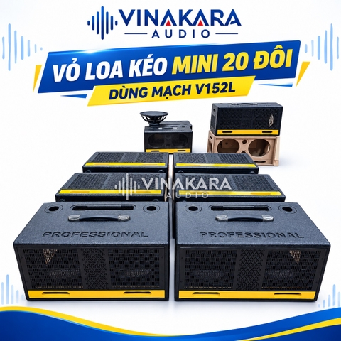 Vỏ Loa Kéo Mini 20 Đôi Dùng Mạch V152L, 3 Way 2 Bass 2 Treble 2 Mid 16