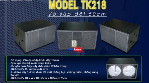 Vỏ thùng Sub 5 tấc đôi, bass 50cm ( Ván ép)