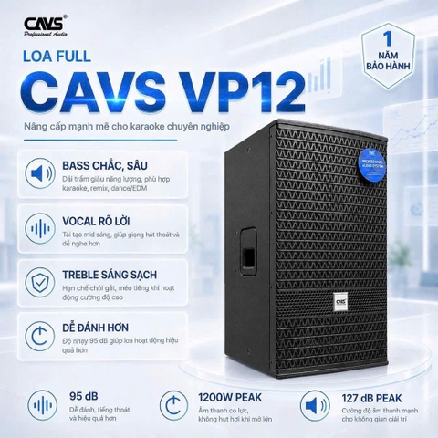 Loa Full CAVS VP12 Chính Hãng – Loa Karaoke 12 Inch Công Suất 1200W Peak