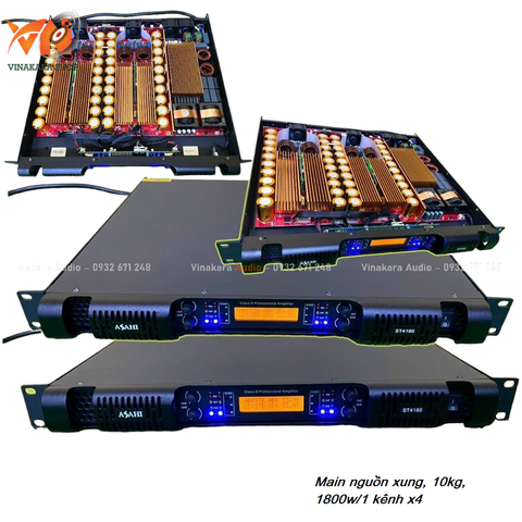 Cục đẩy công suất nguồn xung, 1u, Ashahi 1800, 4 kênh x1800w ST-4180