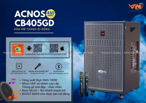 Loa kéo di động ACNOS CB405GD, bass 40cm, 2 Micro UHF