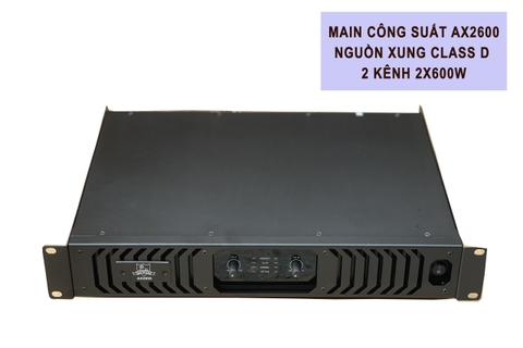 Cục đẩy công suất 2 kênh Shidun AX2600 nguồn xung class D 2 kênh 2x600w, bh 12 tháng