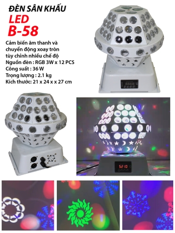 Đèn Led sân khấu B-58, cảm biến xoay tròn, nhiều chế độ