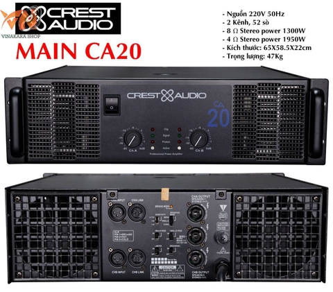 Cục đẩy công suất 2 kênh CA20, 2 x 1800w, 52 sò