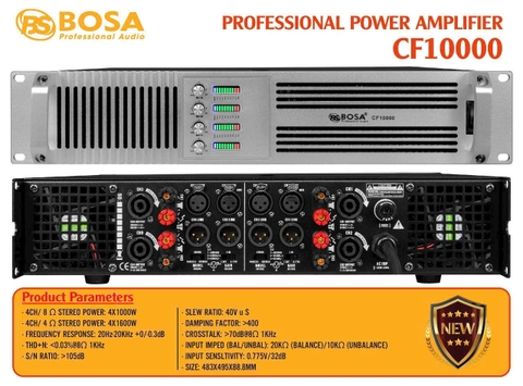 Đẩy Công Suất Bosa 4 kênh CF10000, 4X 1600/1Ch