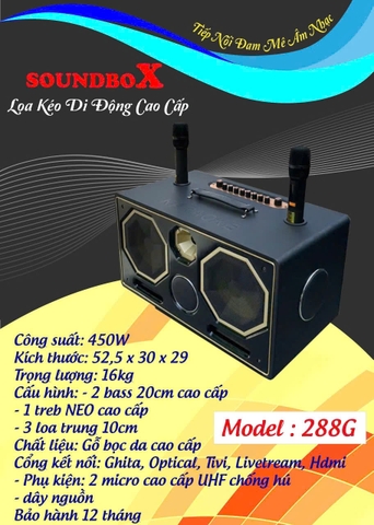Loa xách tay Soundbox 288G (2 bass 20)