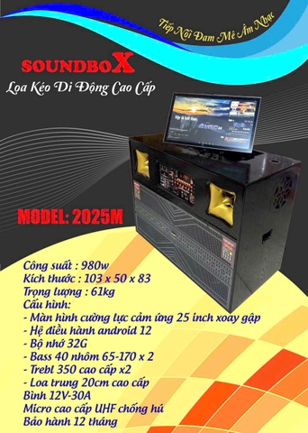 Loa kéo di động kèm màn hình soundbox , 2025M, Màn hình android 25inch