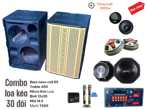 Loa kéo di động 3 tấc đôi ,Bluetooth ,Kèm 2 micro UHF , ADXLK1