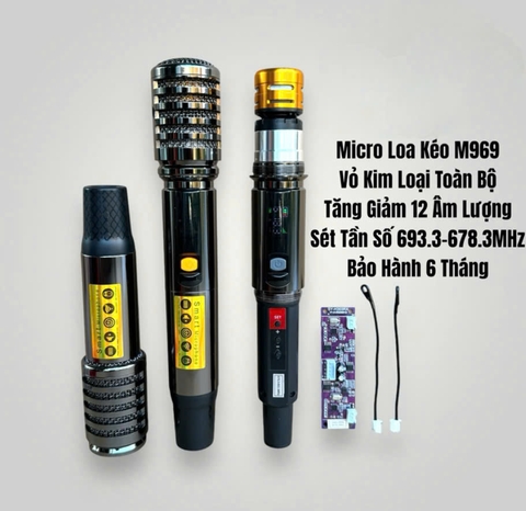 Micro không dây kèm board M969 | Micro loa kéo hát nhẹ, chống hú tốt