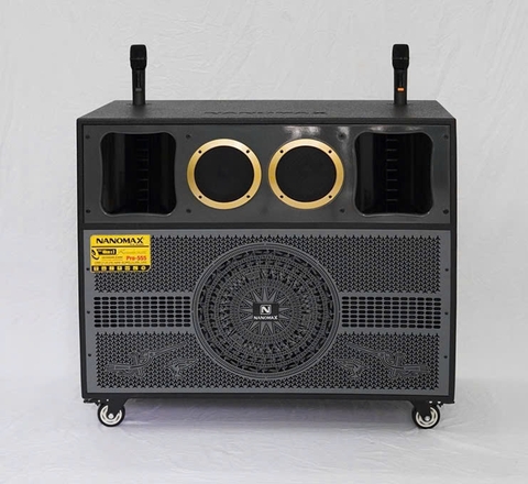 Loa Kéo Bình Điện Nanomax Pro-555 Bass Đôi 40cm 2400w, 2 Micro UHF