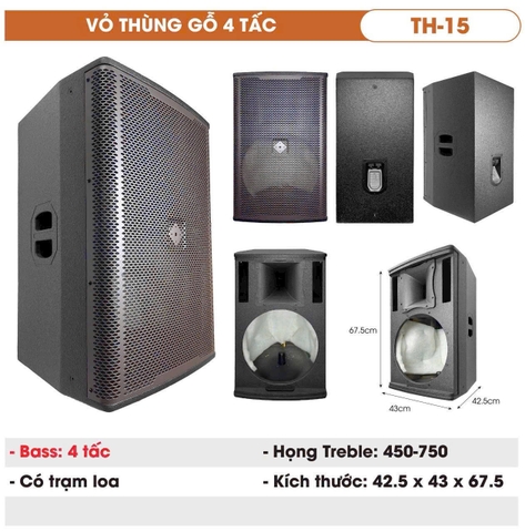 Vỏ loa full 4 tấc , TH-15 , Tặng kèm phụ kiện